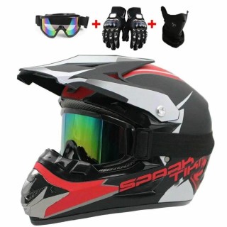 Мотошлем Off-Road Helmets - Full Helmets черный, красный (S,M,L,XL)
