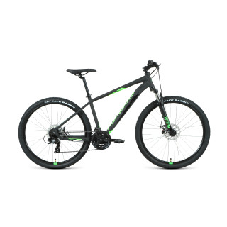 Велосипед FORWARD APACHE 27,5 2.2 S disc черный матовый / ярко-зеленый 15" 2021