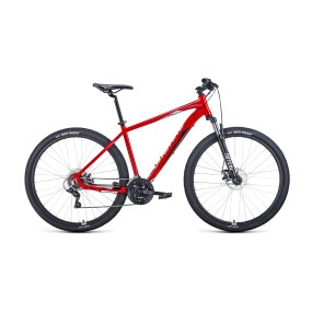 Велосипед FORWARD APACHE 29 2.0 disc красный / серебристый 17" 2021