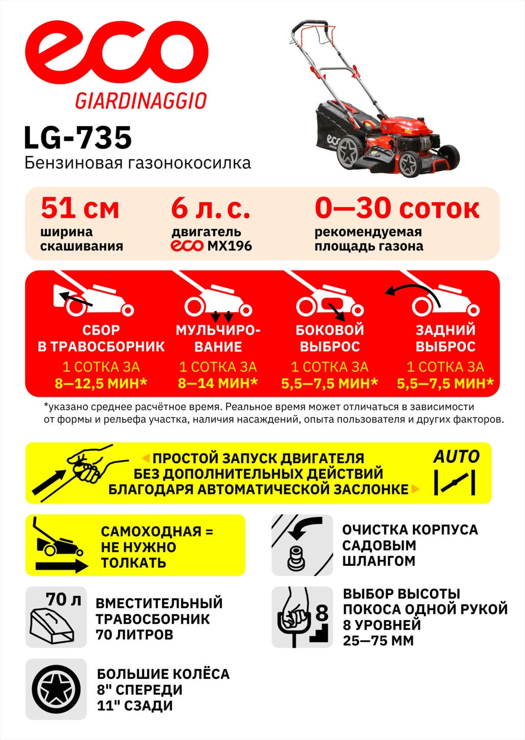 Купить газонокосилку ECO LG-735 в Минске