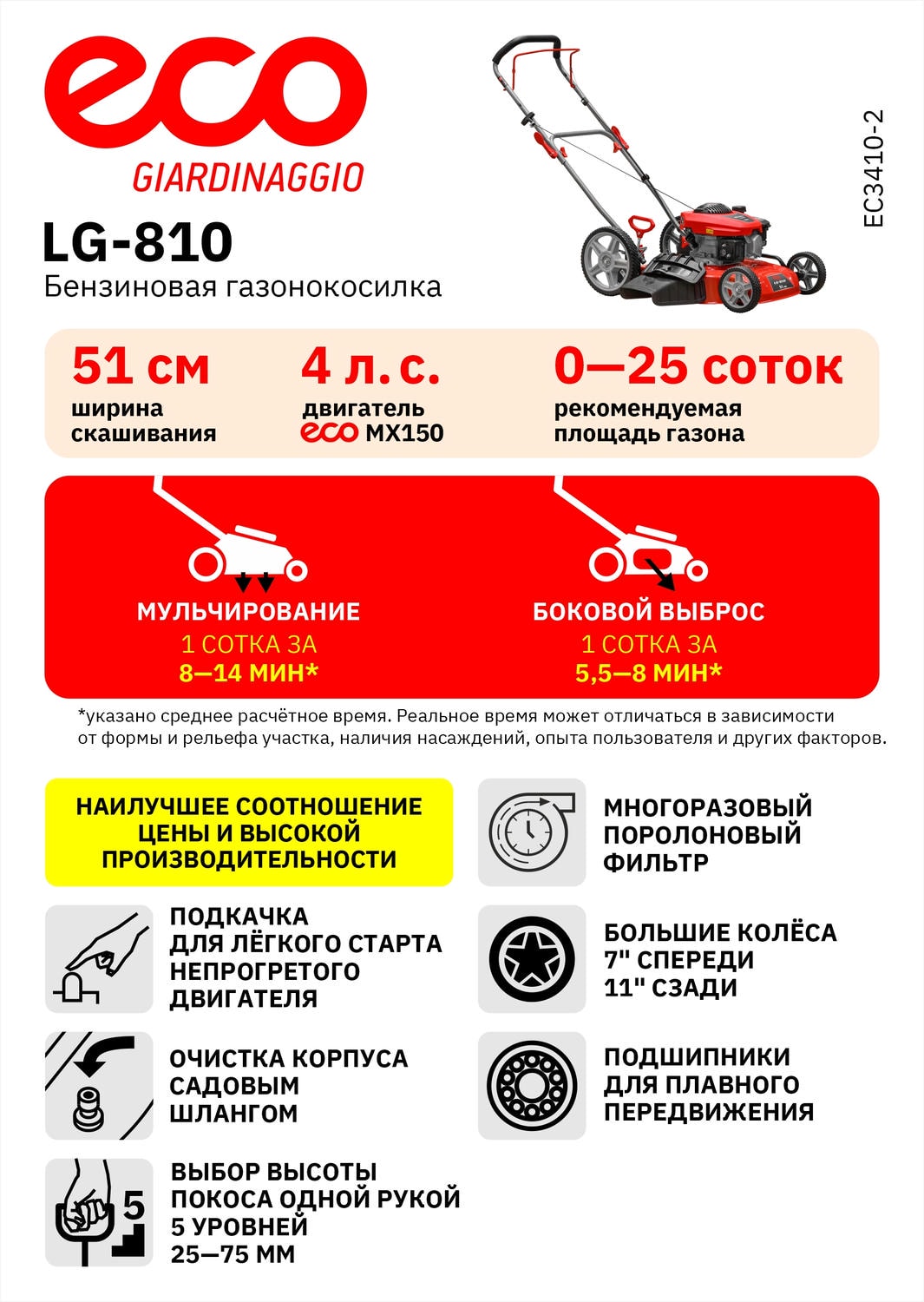 Купить газонокосилку бензиновая ECO LG-810 в Минске