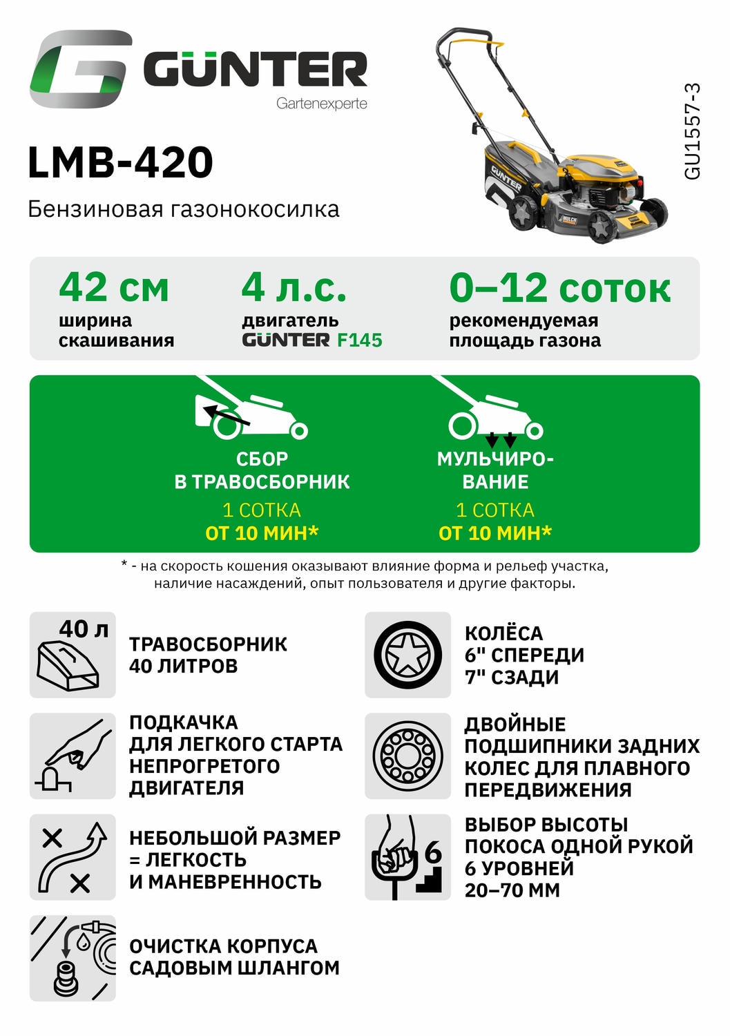 Купить газонокосилку GUNTER LMB-420 в Минске