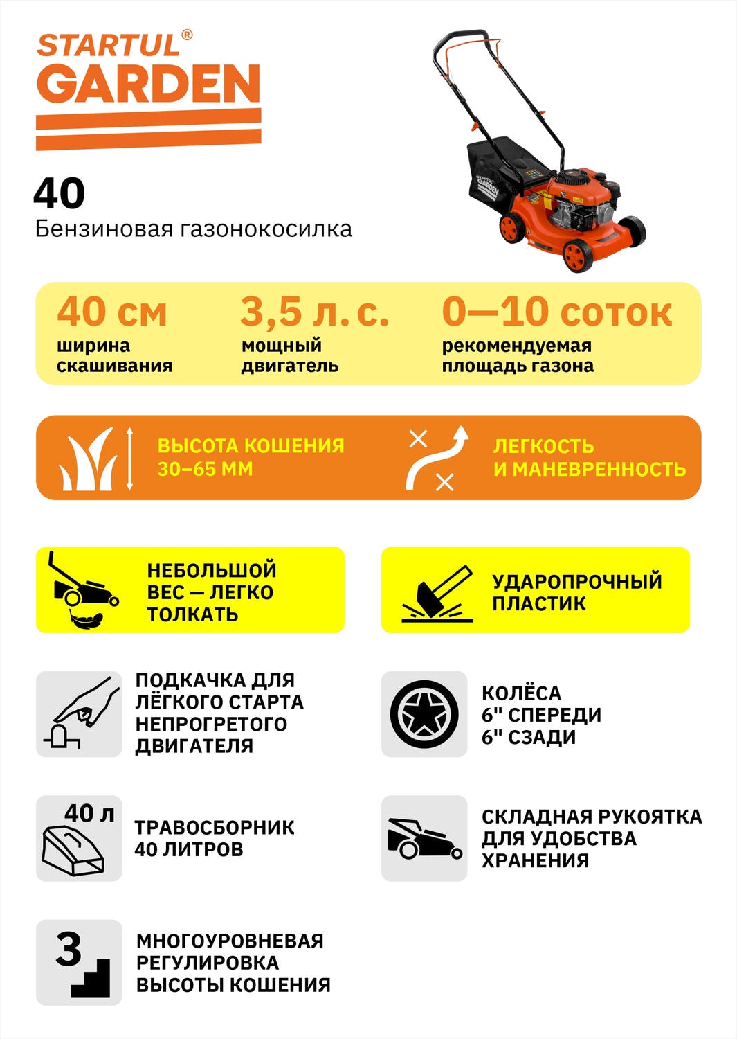 Купить газонокосилку STARTUL GARDEN 40 в Минске